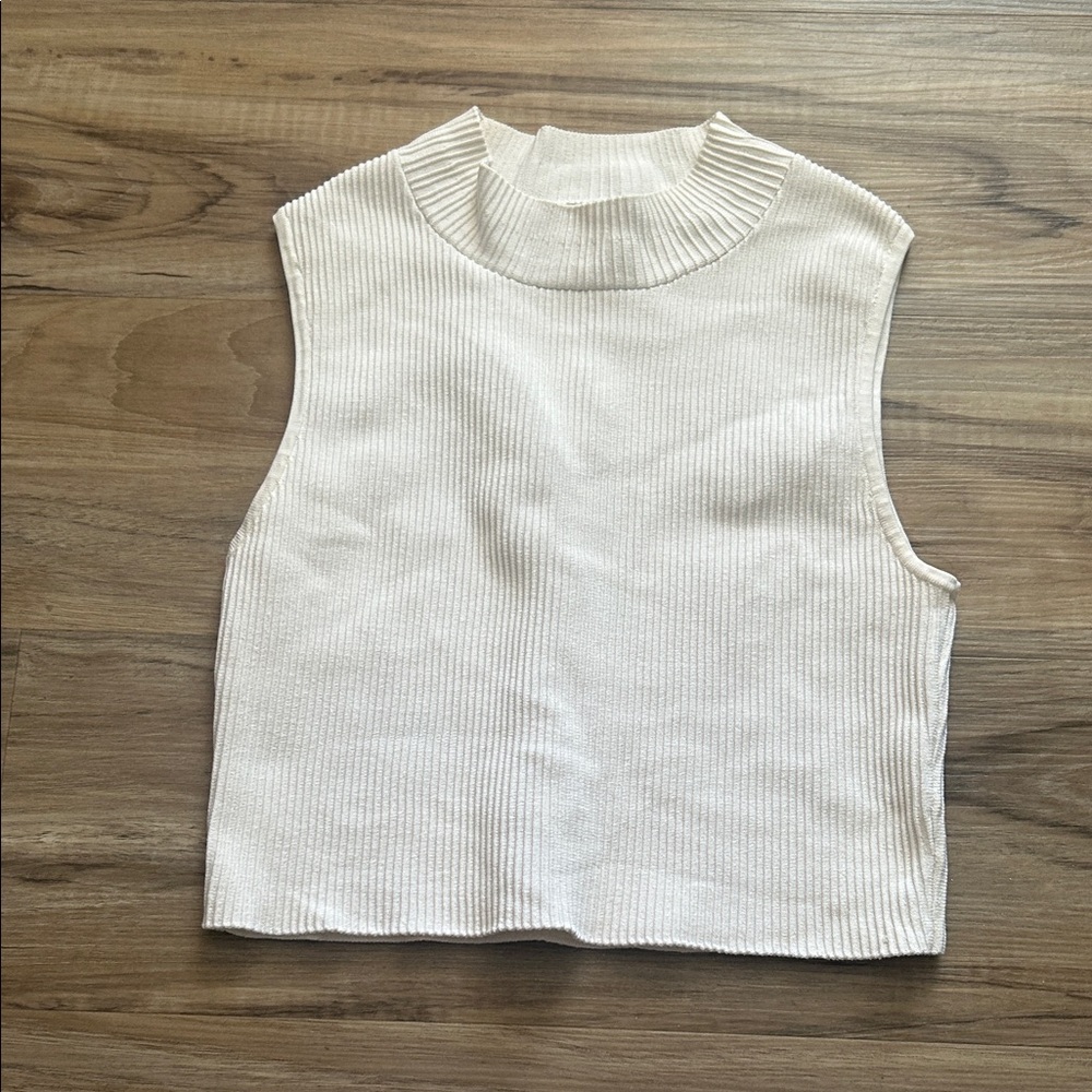 Babaton Ribbed Knit Crop Top - Cream